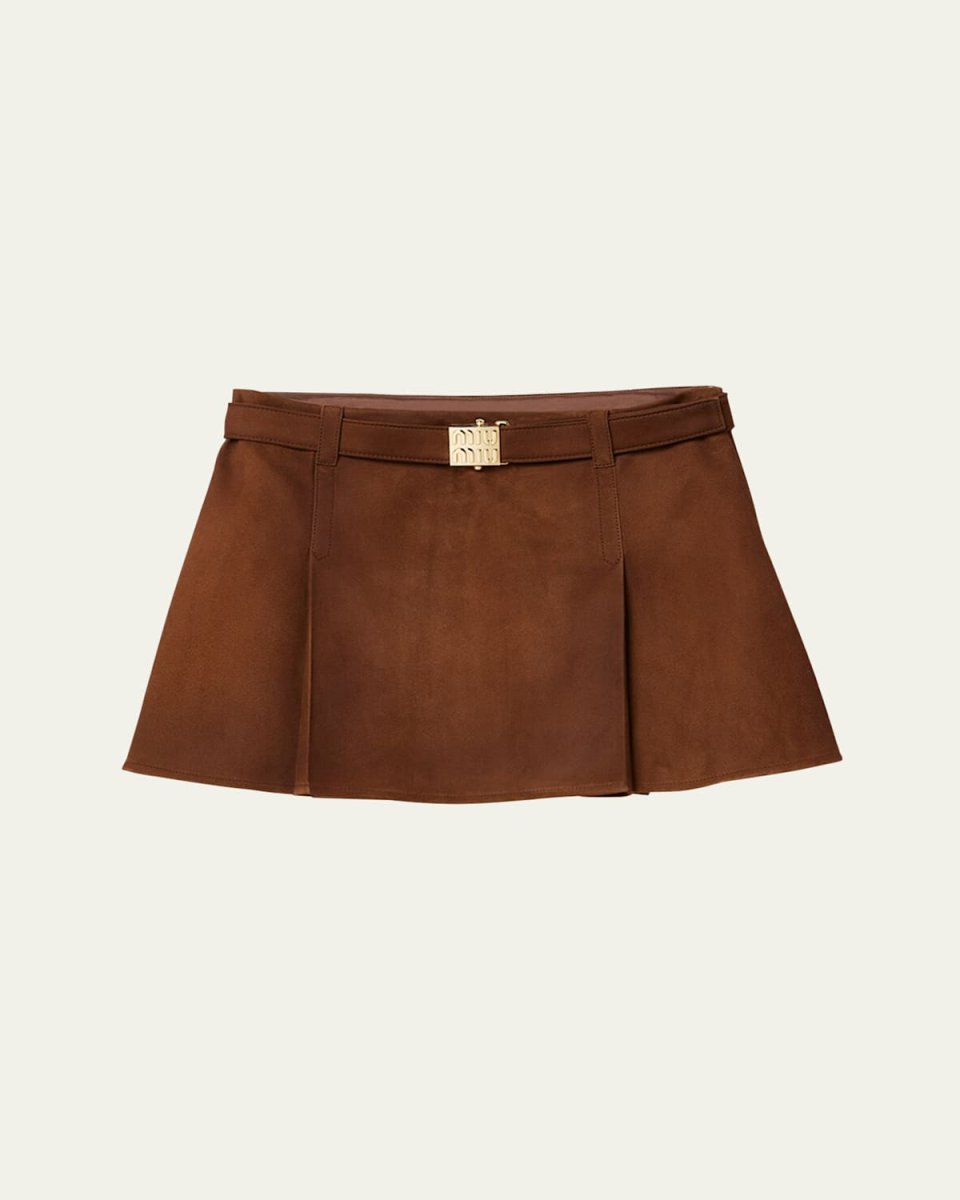 Suede Belted Mini Skirt